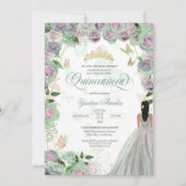 Quinceanera Mint Green Rozen Elegant Butterfly Kaart (Voorkant)