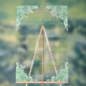 Quinceañera Mint Groen Bloemen Zilver Zitje Acryl Bord (Neutraal)