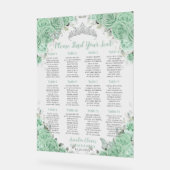 Quinceañera Mint Groen Bloemen Zilver Zitje Acryl Bord (Hoek)