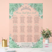 Quinceañera Mint Groen Bloemen Zilver Zitje Acryl Bord (Huwelijk)