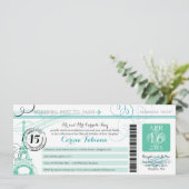 Quinceanera Mint Groen en Blauwgroen | Parijs Kaart (Staand voorkant)