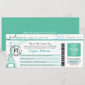 Quinceanera Mint Groen en Blauwgroen | Parijs Kaart (Voorkant / Achterkant)