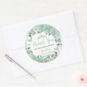 Quinceañera Mint Groene Bloemen Zilveren Vlinders Ronde Sticker (Envelop)