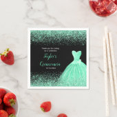 Quinceanera Mint Groene Faux Glitter Servet (Insitu)