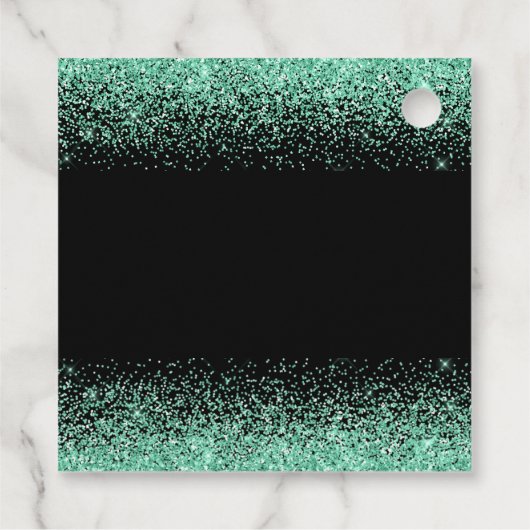 Quinceanera Mint Groene Jurk Faux Glitter Bedankjes Labels (Achterkant)