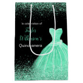 Quinceanera Mint Groene Jurk Faux Glitter Medium Cadeauzakje (Achterkant)