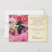 Quinceañera mis kweepeer foto bedankkaart (Achterkant)