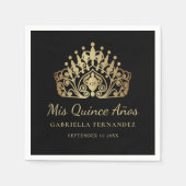 Quinceañera Mis Quince Anos Zwart Goud Servet (Voorkant)