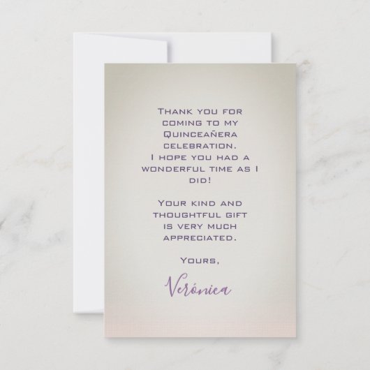  Quinceañera mis quince bedankkaart (Achterkant)