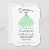 Quinceanera Mis Quince Mint Green Glitter Dress Kaart (Voorkant)