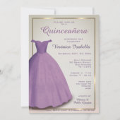 Quinceañera mis quince party paarse uitnodiging (Voorkant)