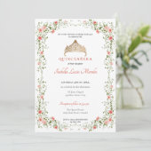 Quinceañera mis quince Tiara Floral Kaart (Staand voorkant)