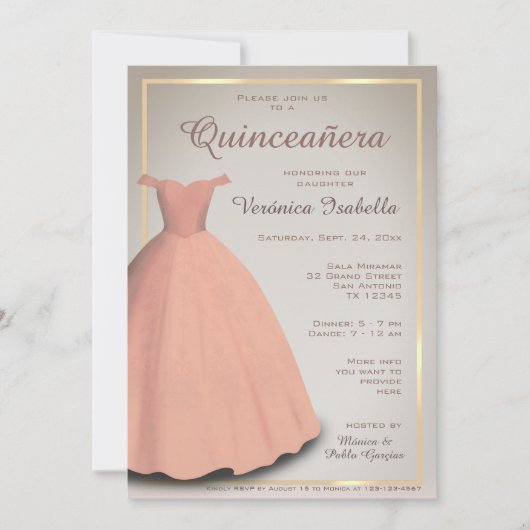 Quinceañera mis quince viering uitnodiging (Voorkant)