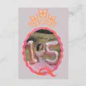 Quinceañera Miss Quince Butterfly Crown Squiggle  Informatiekaartje (Achterkant)