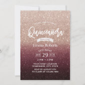 Quinceanera Modern Burgundy & Roos Gold Ombre Kaart (Voorkant)
