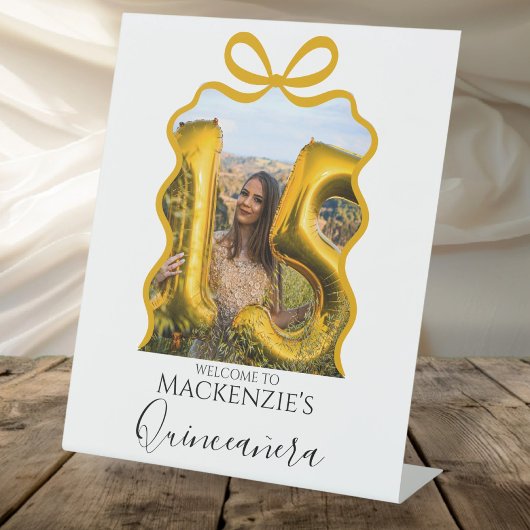 Quinceanera Modern Ribbon Lijst Reclamebord Met Voetstuk