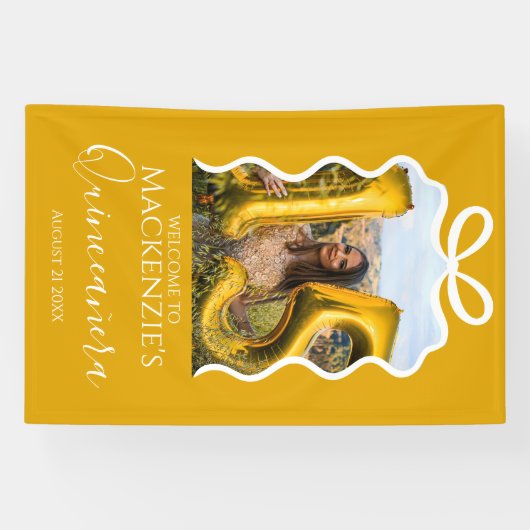 Quinceanera Modern Ribbon Lijst Spandoek (Horizontaal)