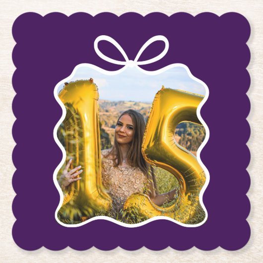 Quinceanera Moderne lintfoto Kartonnen Onderzetters (Voorkant)