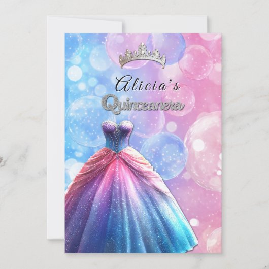 Quinceanera Mooie jurk kroon Kaart (Voorkant)
