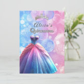 Quinceanera Mooie jurk kroon Kaart (Staand voorkant)