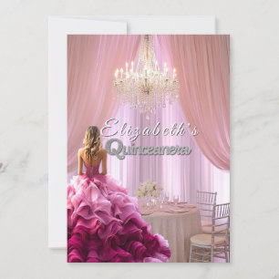 Quinceanera Mooie Roze Jurk Kroonluchter Kroon Kaart