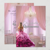 Quinceanera Mooie Roze Jurk Kroonluchter Kroon Kaart (Voorkant / Achterkant)