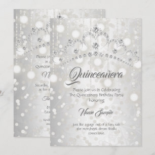 Quinceanera Mooie Zilveren Witte Diamanten Tiara Kaart