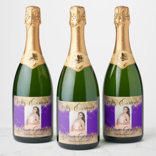 Quinceañera Mousserende Wijn Favor Label Personali Sparkling Wijnetiket (Flessen)