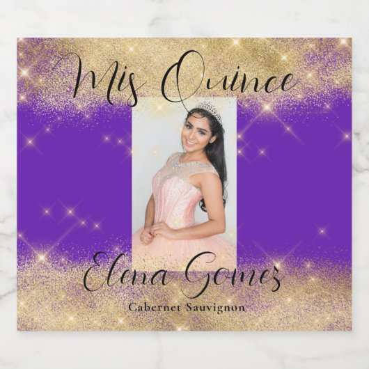 Quinceañera Mousserende Wijn Favor Label Personali Sparkling Wijnetiket (Enkel label)