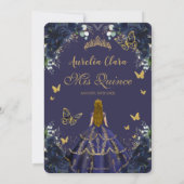 Quinceañera Navy Blauwe Bloemen Blonde Prinses Kaart (Achterkant)