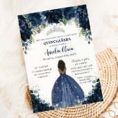Quinceañera Navy Blauwe Bloemen Zilver Bruin Prins Kaart