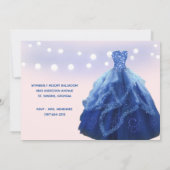 Quinceanera Navy Blauwe Blush Sliert Lichtjes Kaart (Achterkant)
