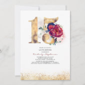 Quinceanera Navy Blue en Bourgondië 15e verjaardag Kaart (Voorkant)