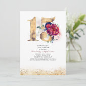 Quinceanera Navy Blue en Bourgondië 15e verjaardag Kaart (Staand voorkant)