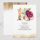 Quinceanera Navy Blue en Bourgondië 15e verjaardag Kaart (Voorkant / Achterkant)