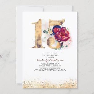 Quinceanera Navy Blue en Bourgondië 15e verjaardag Kaart