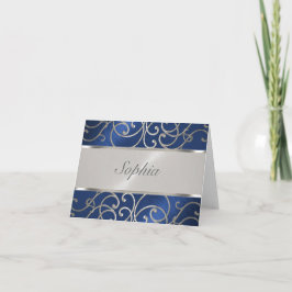 Quinceanera Navy Blue en Silver Filigree Swirls