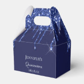 Quinceanera navy blue glitter drift name bedankdoosjes (Achterkant)