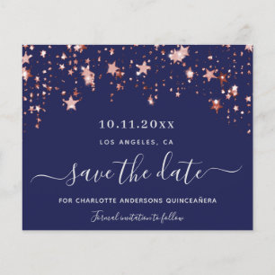 Quinceanera navy blue roos budget Opslaan Datum Flyer