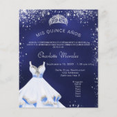 Quinceanera navy blue Silver-kledingbudget Flyer (Voorkant)