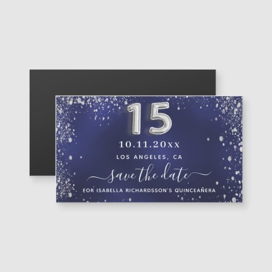 Quinceanera navy blue Silver, met uitzondering van (Voorkant / Achterkant)