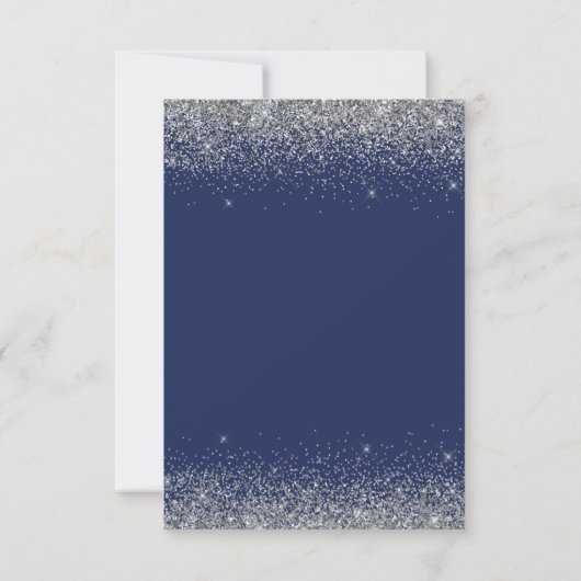 Quinceanera Navy Blue Silver Modern Glitter Kaart (Achterkant)