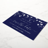 Quinceanera navy blue Silver Save the Date Folie Feestdagenkaart (Gedraaid)