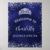 Quinceanera navy blue Silver welkom Poster (Voorkant)