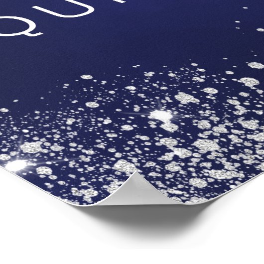 Quinceanera navy blue Silver welkom Poster (Hoek)