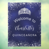 Quinceanera navy blue Silver welkom Raamsticker (Vel 3)