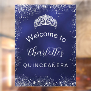 Quinceanera navy blue Silver welkom Raamsticker