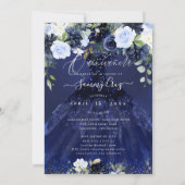 Quinceanera Navy Blue Waterverf Dress Uitnodiging (Achterkant)