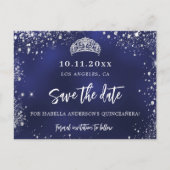 Quinceanera navy blue zilver tiara, behalve de dat aankondigingskaart (Voorkant)