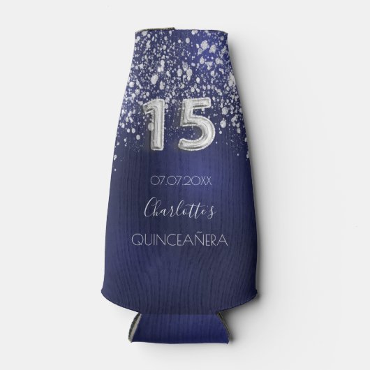 Quinceanera navy blue zilverglitter flesjeskoeler